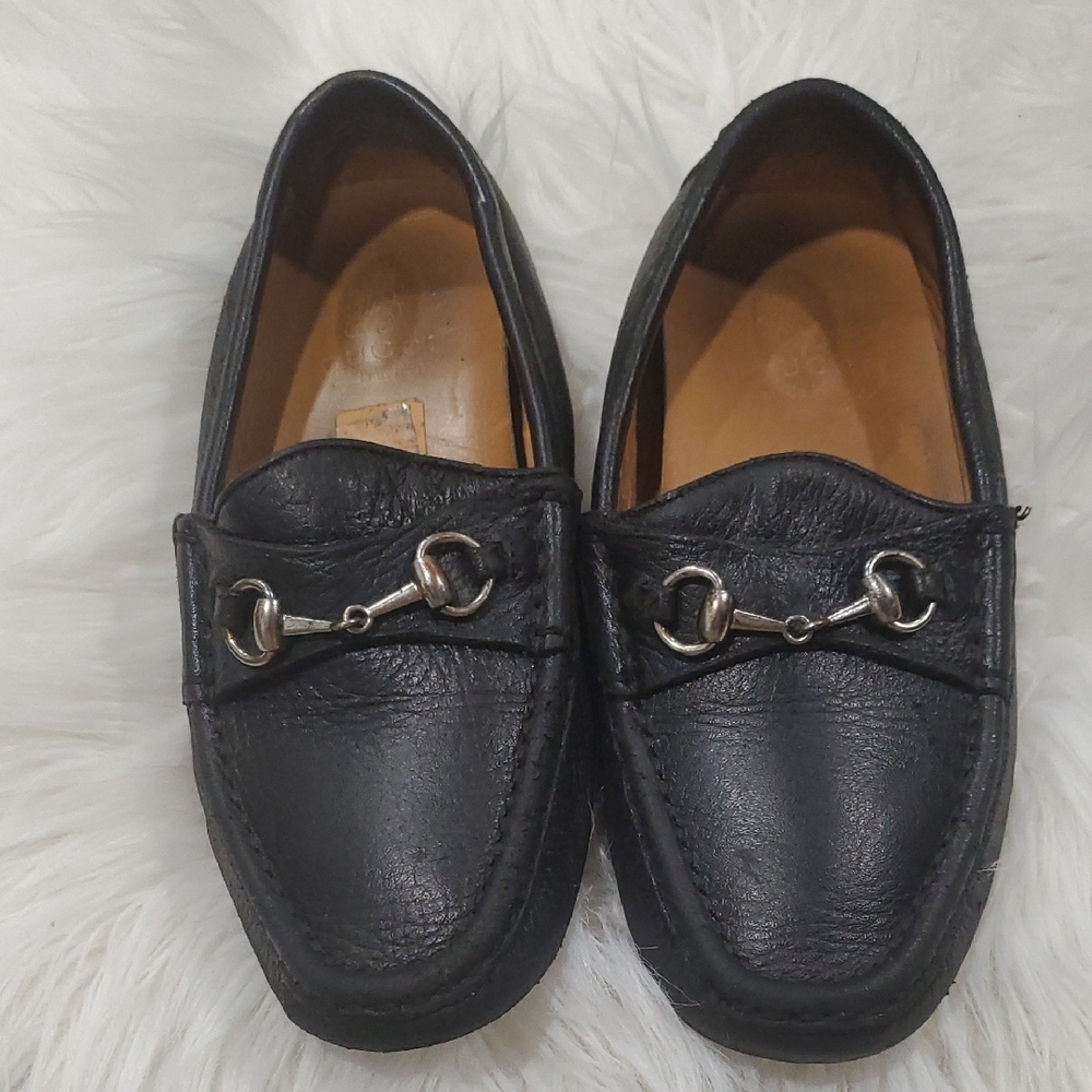 Gucci Black Leather Moccasins with Silver Detail